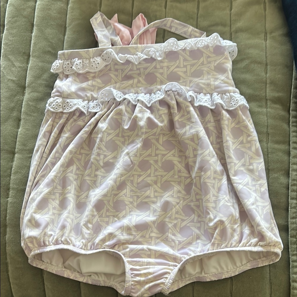 The Beaufort Bonnet Company White and Purple One Piece Swim